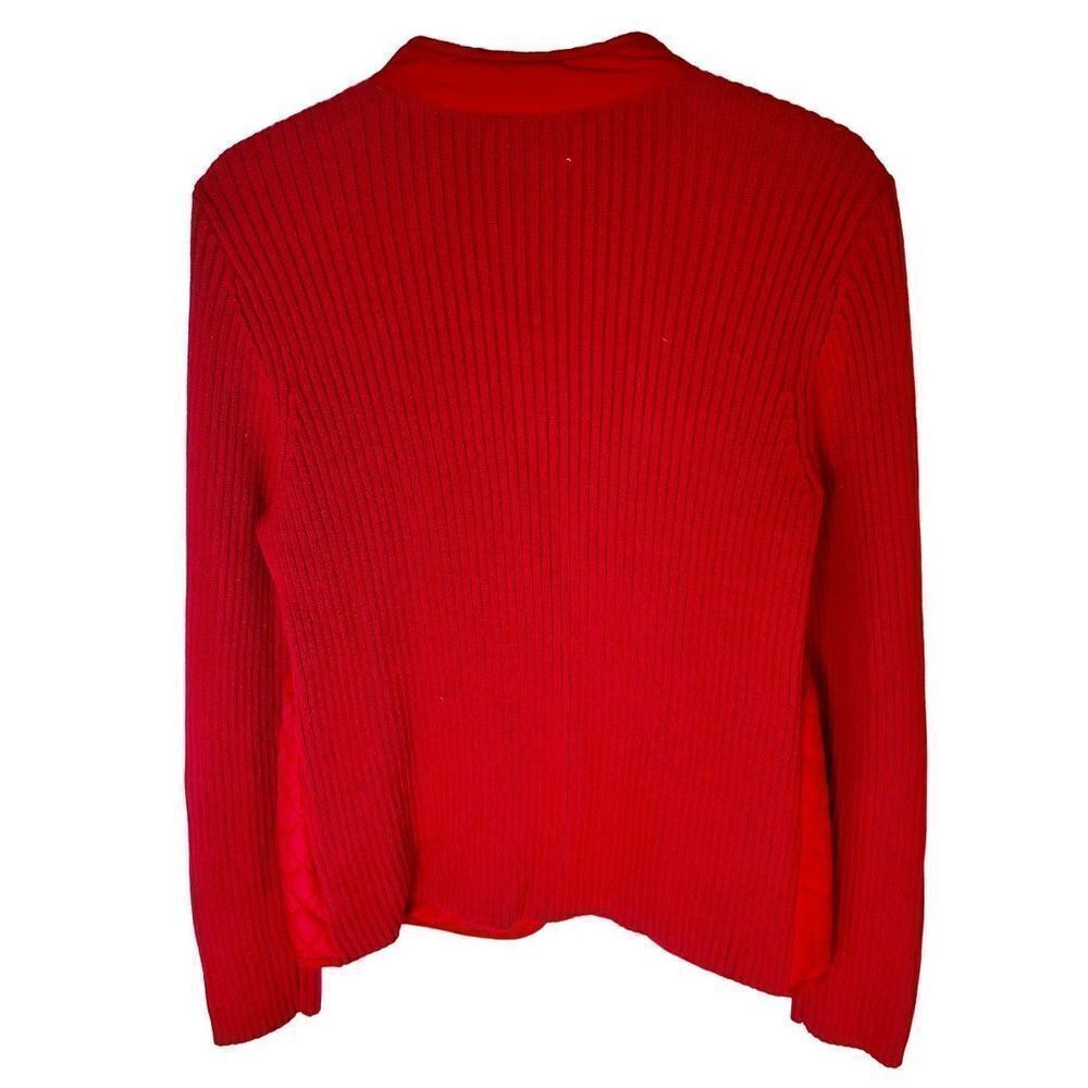 Croft & Barrow Womens Jacket Sz PM Red Quilted Zip Front Athleisure Wear Knit